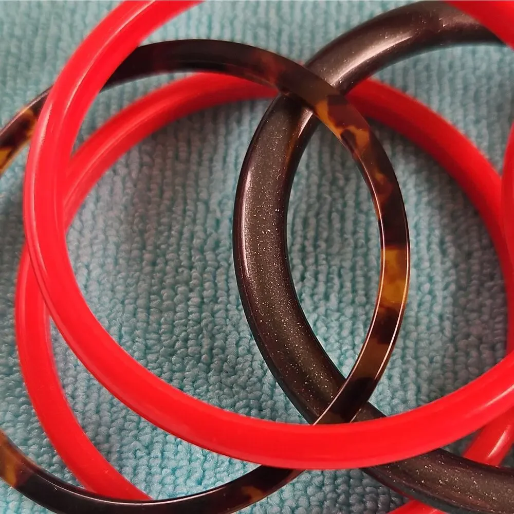 Spacer Bangles Lot of 7 Red Black Tortoiseshell Plastics